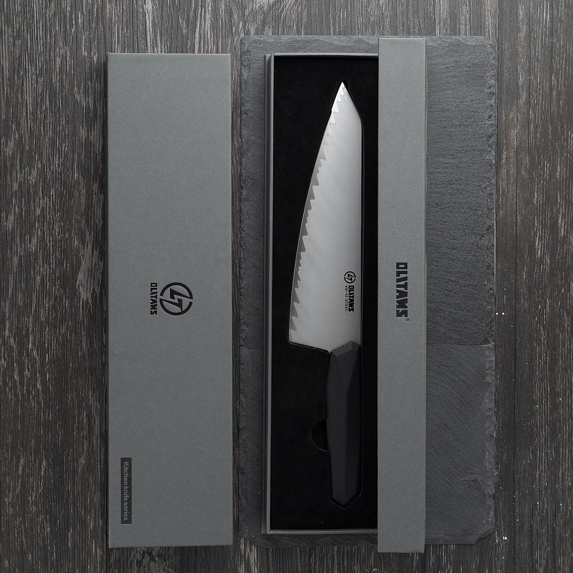 Chef's Knife, 8 in Professional Chef Kinfe VG-10, Ultra Sharp Kitchen Knife, G10 Handle (Black)