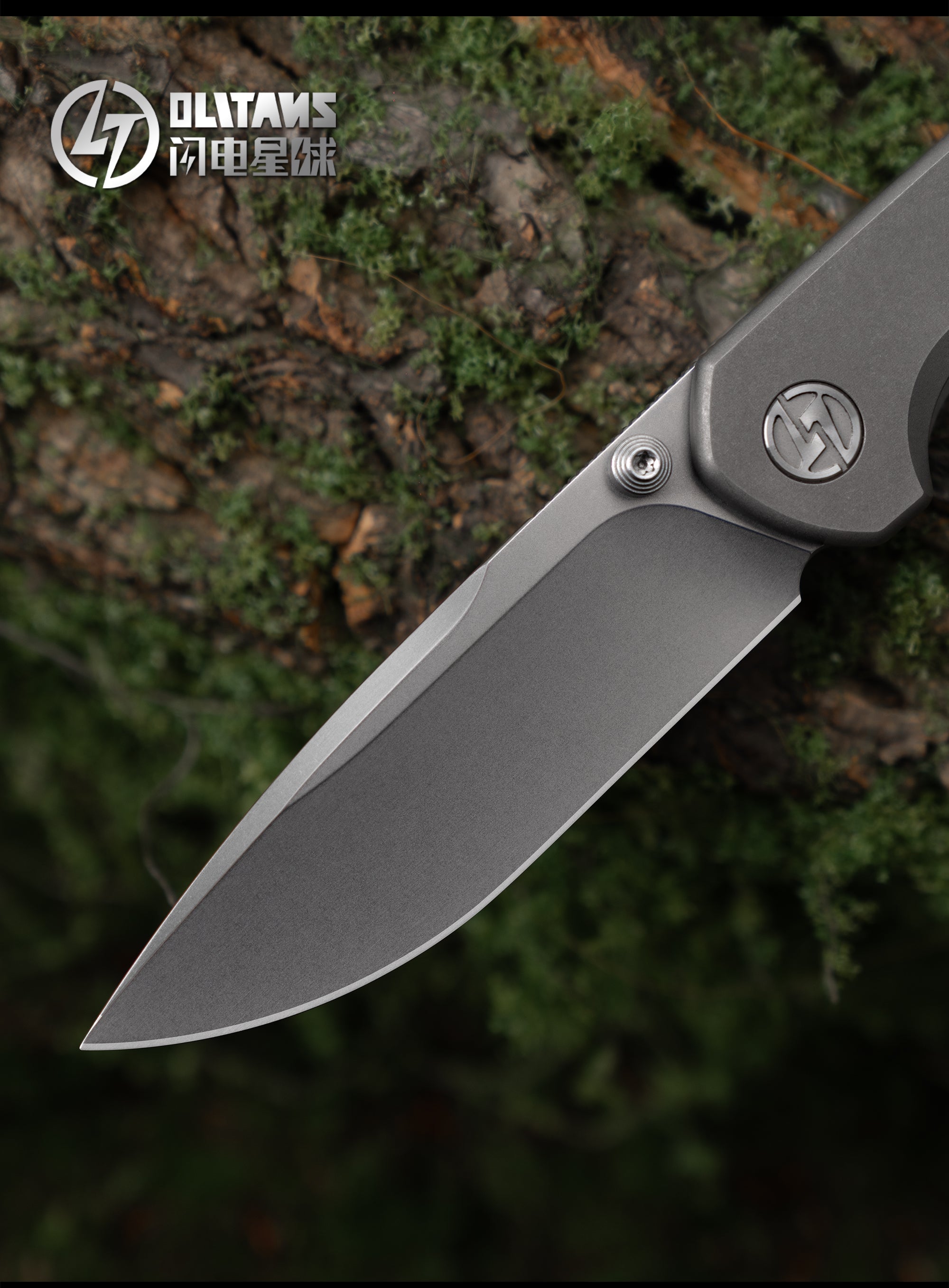 OLITANS T055 CPM Magnacut Folding Knife – 3.27" Blade, Full Titanium Handle, Thumb Stud, Washer Pivot System
