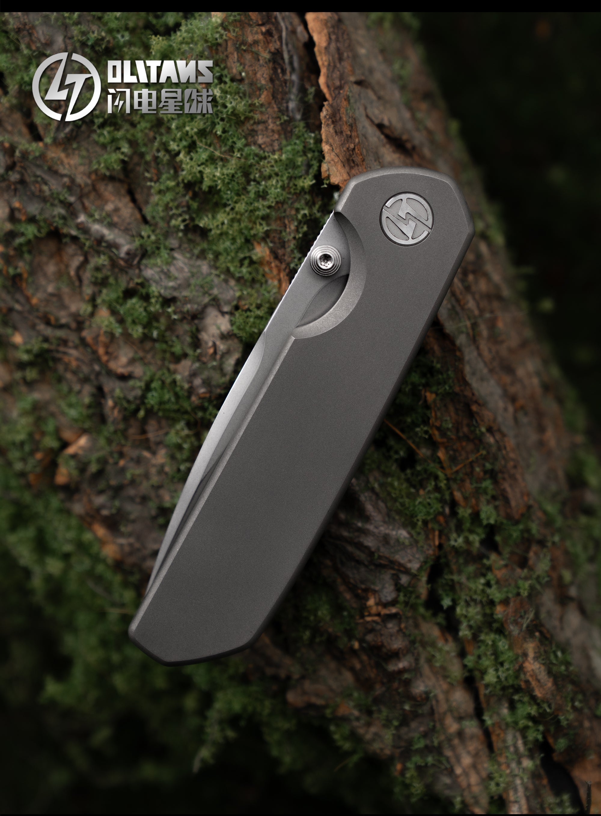 OLITANS T055 CPM Magnacut Folding Knife – 3.27" Blade, Full Titanium Handle, Thumb Stud, Washer Pivot System