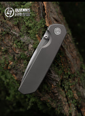 OLITANS T055 CPM Magnacut Folding Knife – 3.27" Blade, Full Titanium Handle, Thumb Stud, Washer Pivot System