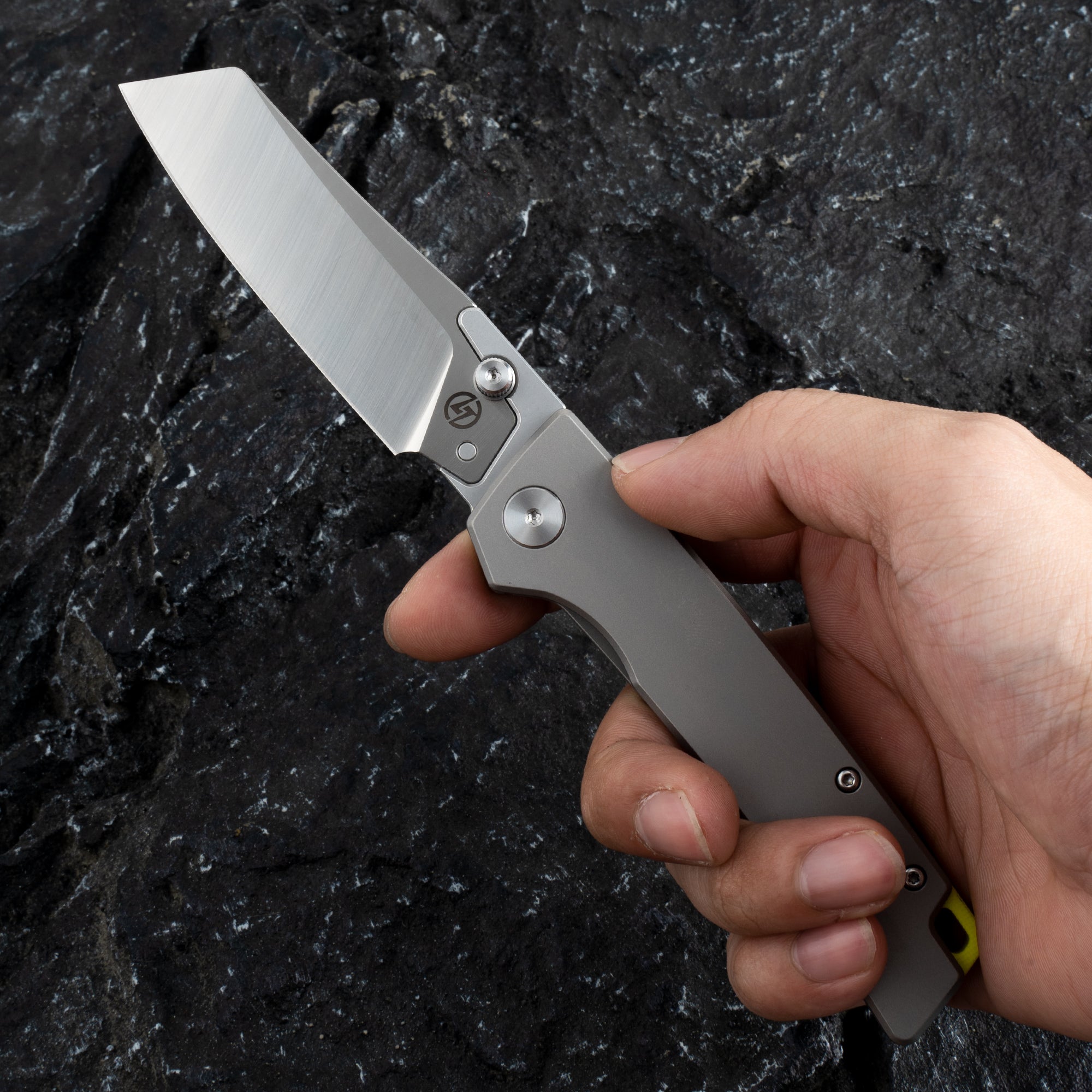 Folding Camping Knife（3.0''+9Cr18Mov+Titanium）-Frame Lock-Thumb Stud-T024