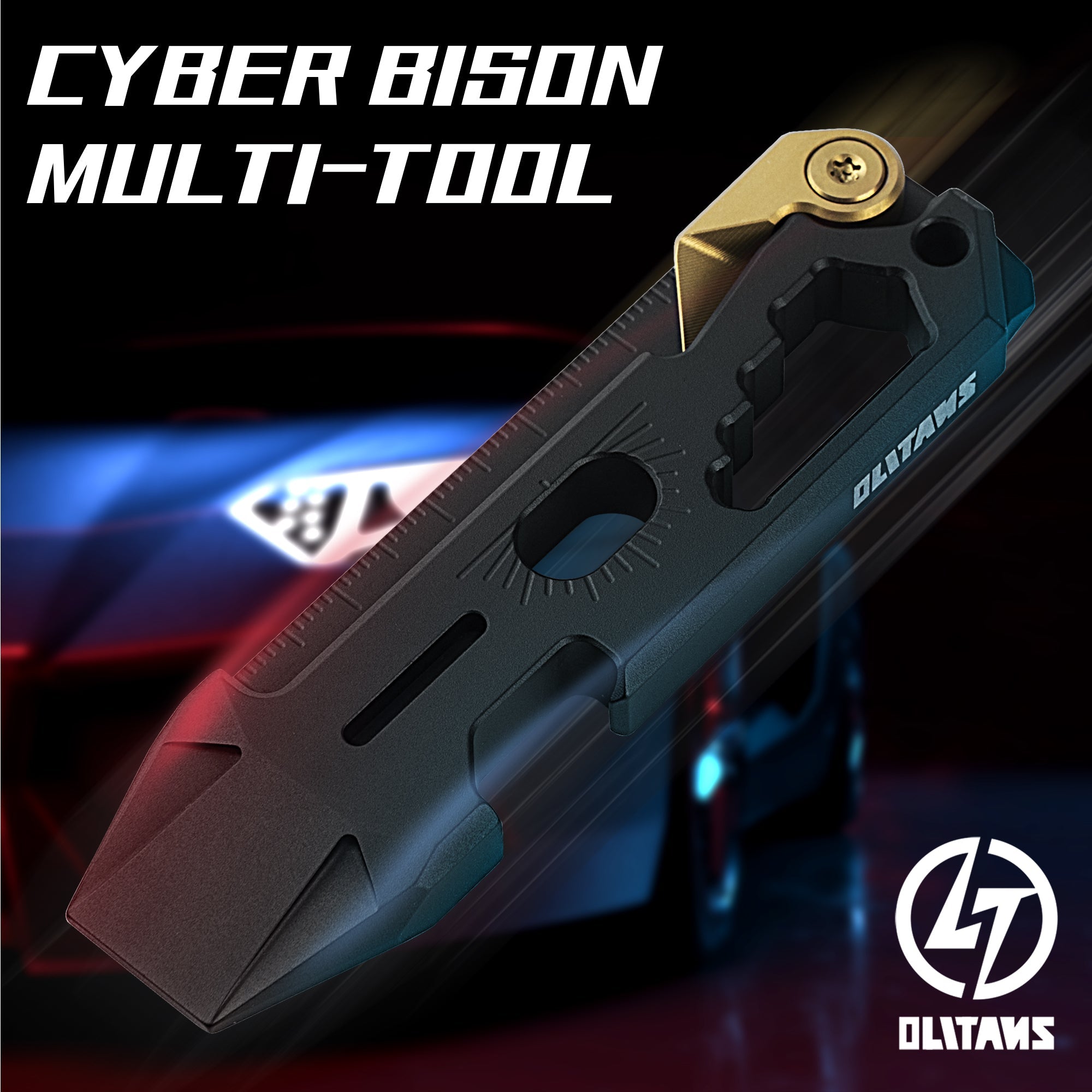 T042 Cyber Bison EDC Pry Bar Titanium Alloy Multitool(Silver Sandblasted)