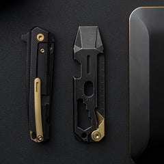 T042 Cyber Bison EDC Pry Bar Titanium Alloy Multitool(Black Coating)