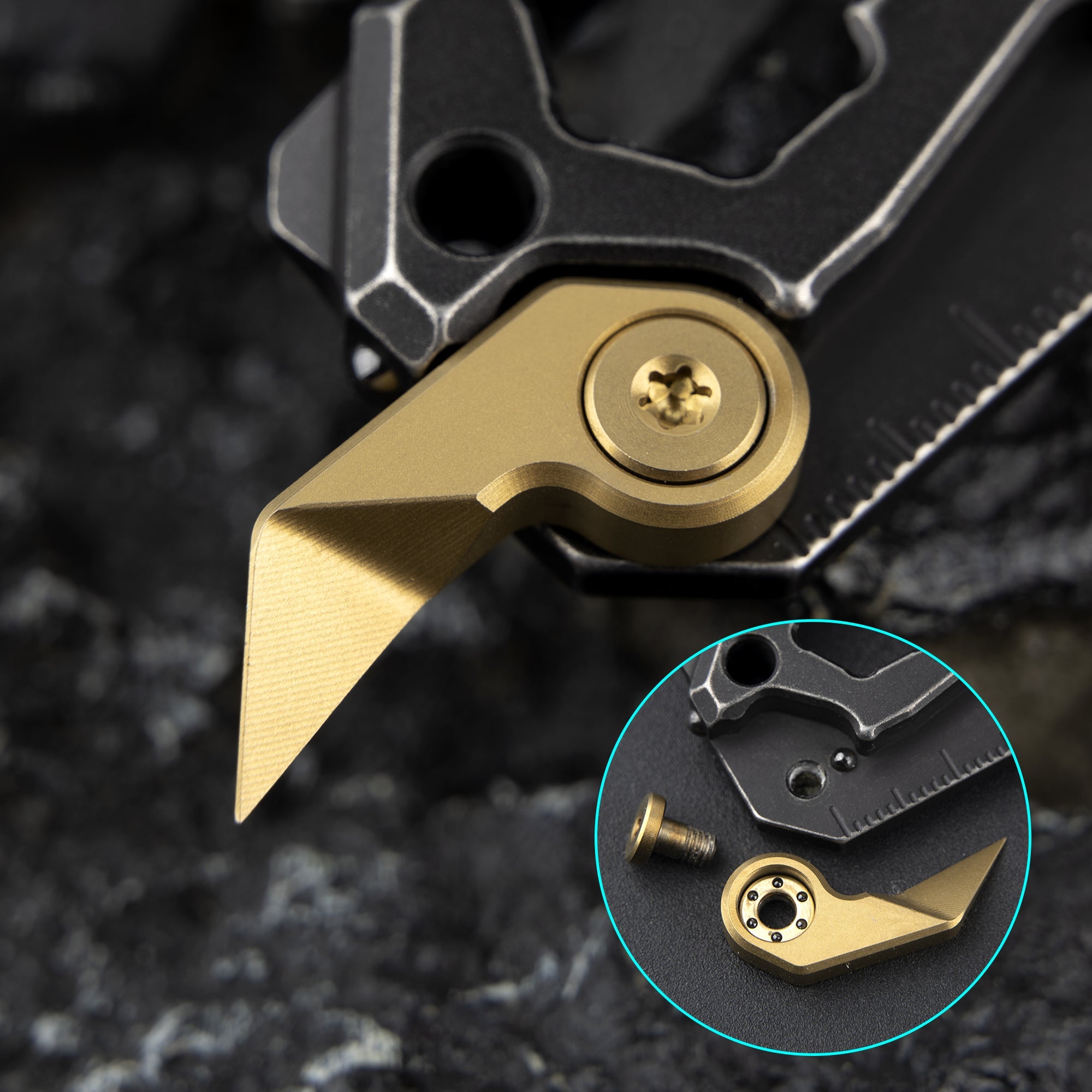 T042 Cyber Bison EDC Pry Bar Titanium Alloy Multitool(Black Coating Stonewash)