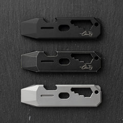 T042 Cyber Bison EDC Pry Bar Titanium Alloy Multitool(Black Coating Stonewash)