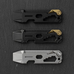T042 Cyber Bison EDC Pry Bar Titanium Alloy Multitool(Black Coating Stonewash)
