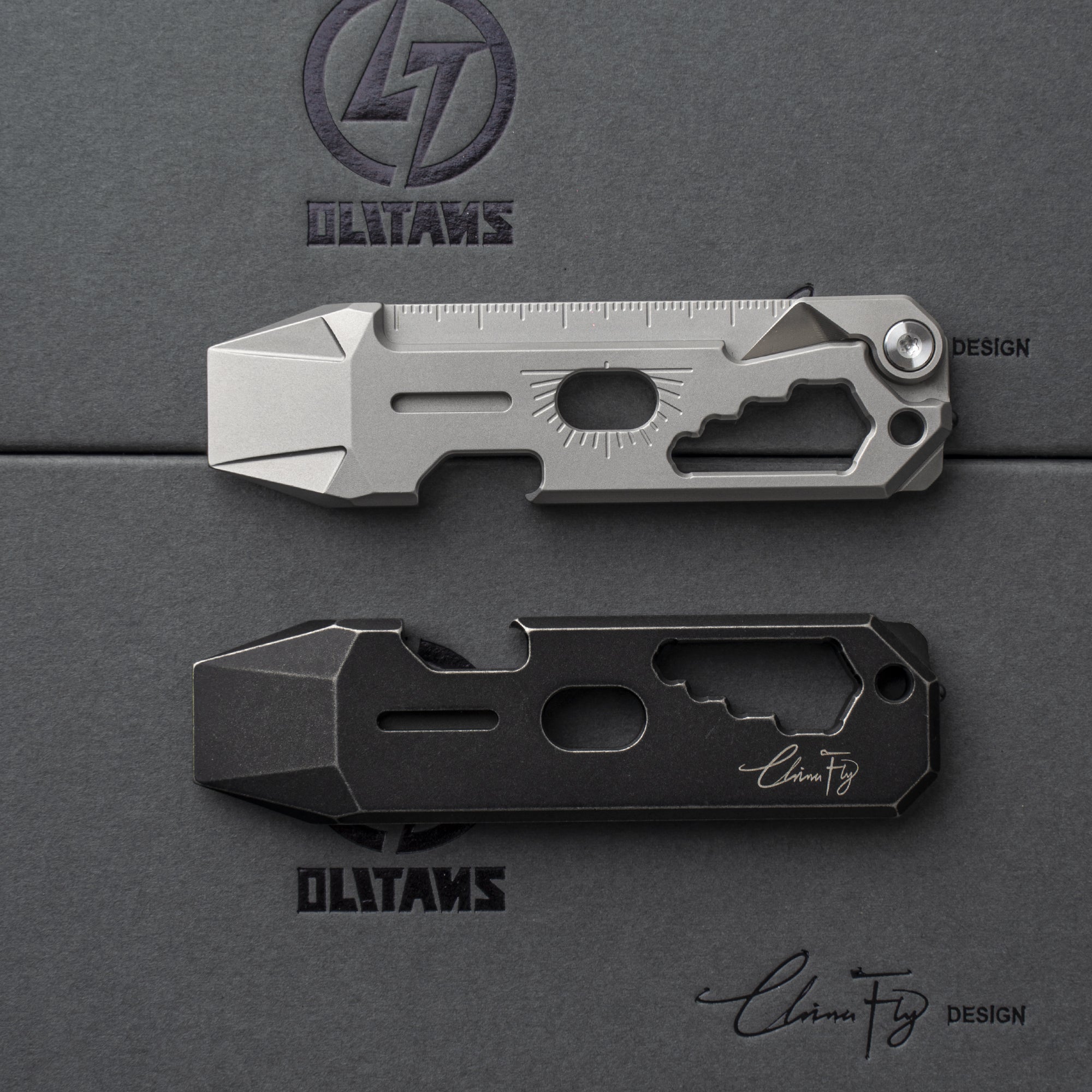 T042 Cyber Bison EDC Pry Bar Titanium Alloy Multitool(Silver Sandblasted)