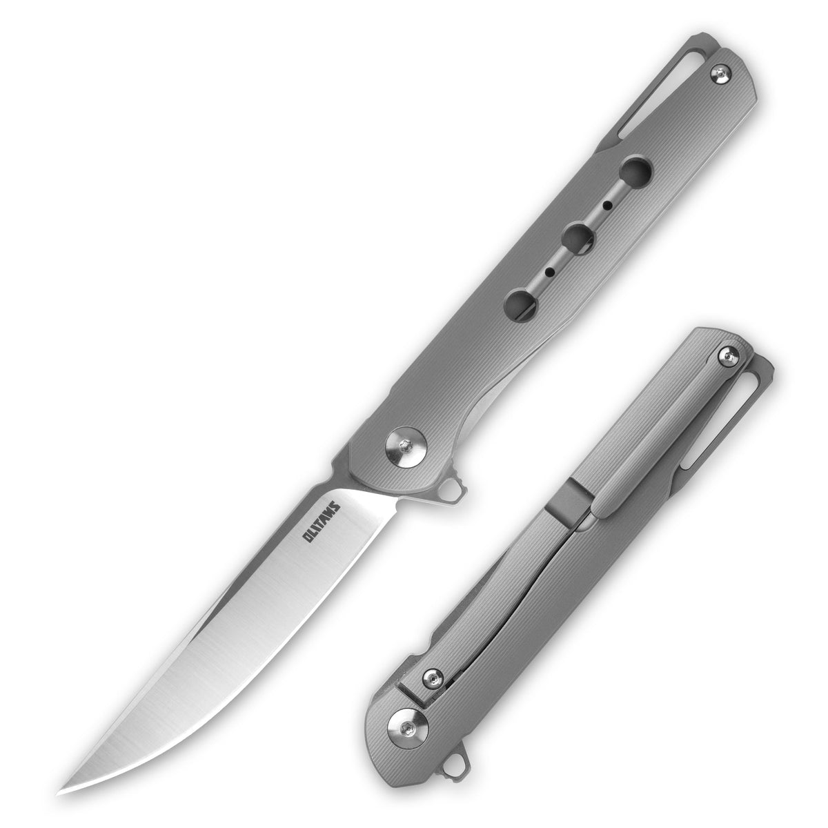Vector Pocket Knife (3.35''+AUS-8 Blade+Titainium)-Frame Lock-Flipper-T051